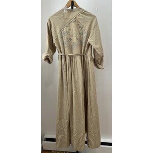 Free People Out West Robe Khaki Western Maxi Wrap Dress Size XS Small Western